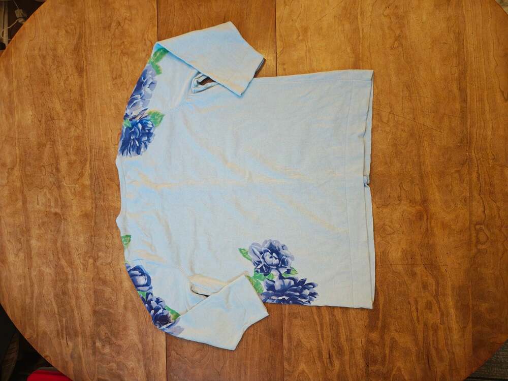 Isaac Mizrahi Live! Blue Floral Print Button Front Cardigan Sweater size XL - Picture 5 of 7